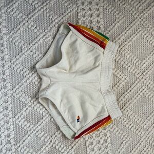 Aviator Nation Beige Athletic Shorts with Rainbow Stripes